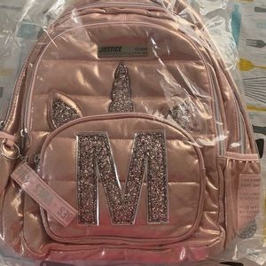 🆕Justice girls rose gold large quilted back pack